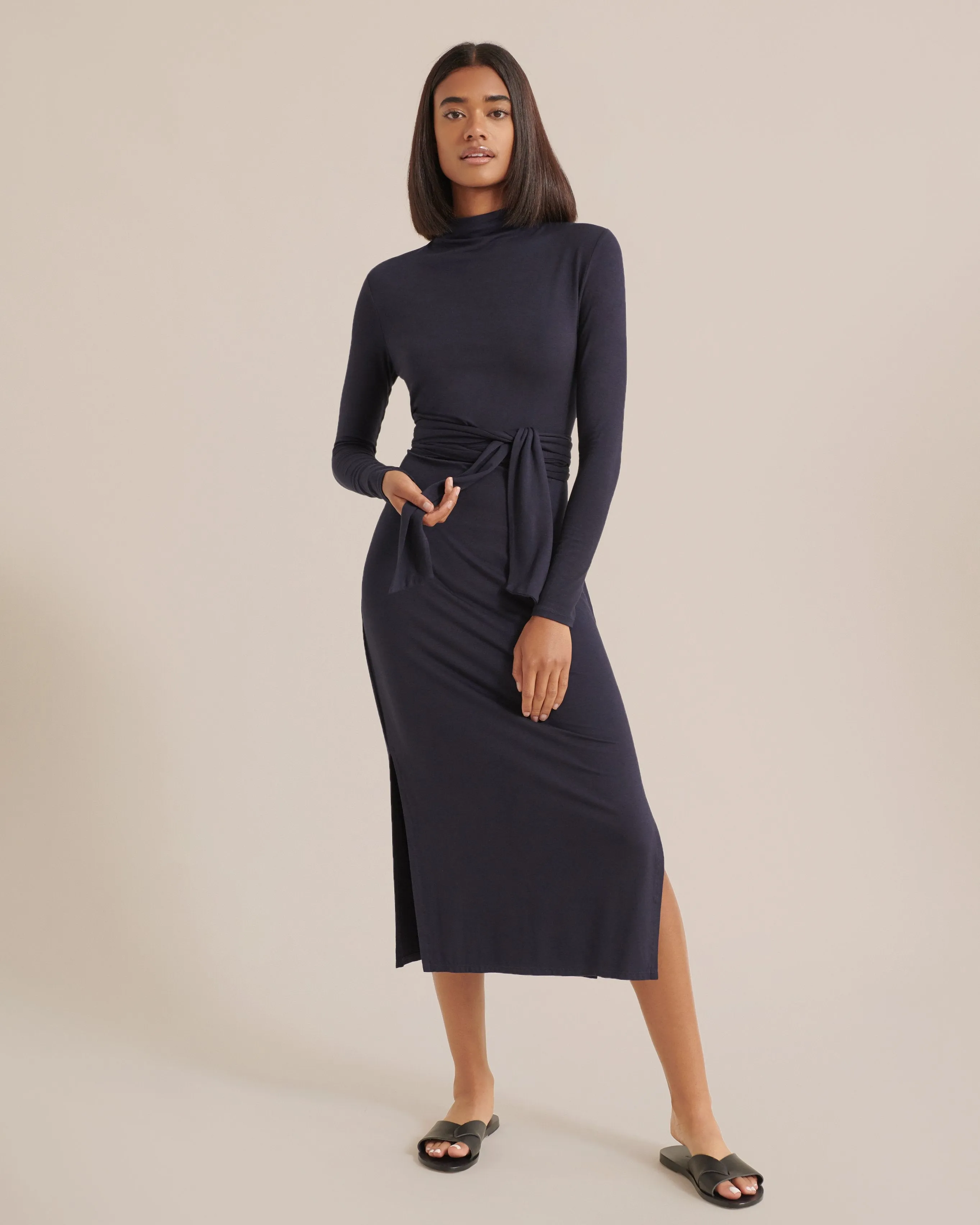 Kennedy Long-Sleeve Tie-Front Dress