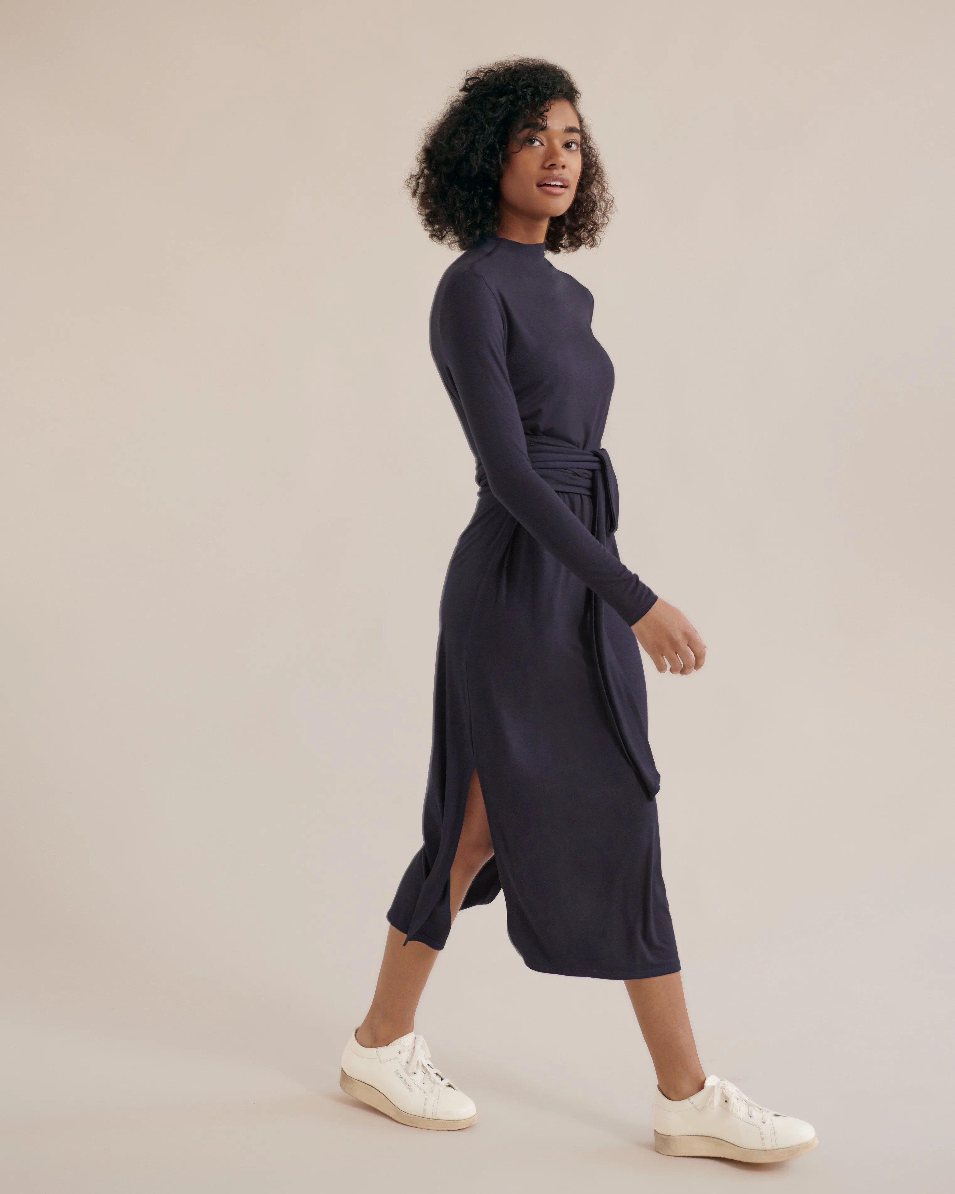 Kennedy Long-Sleeve Tie-Front Dress