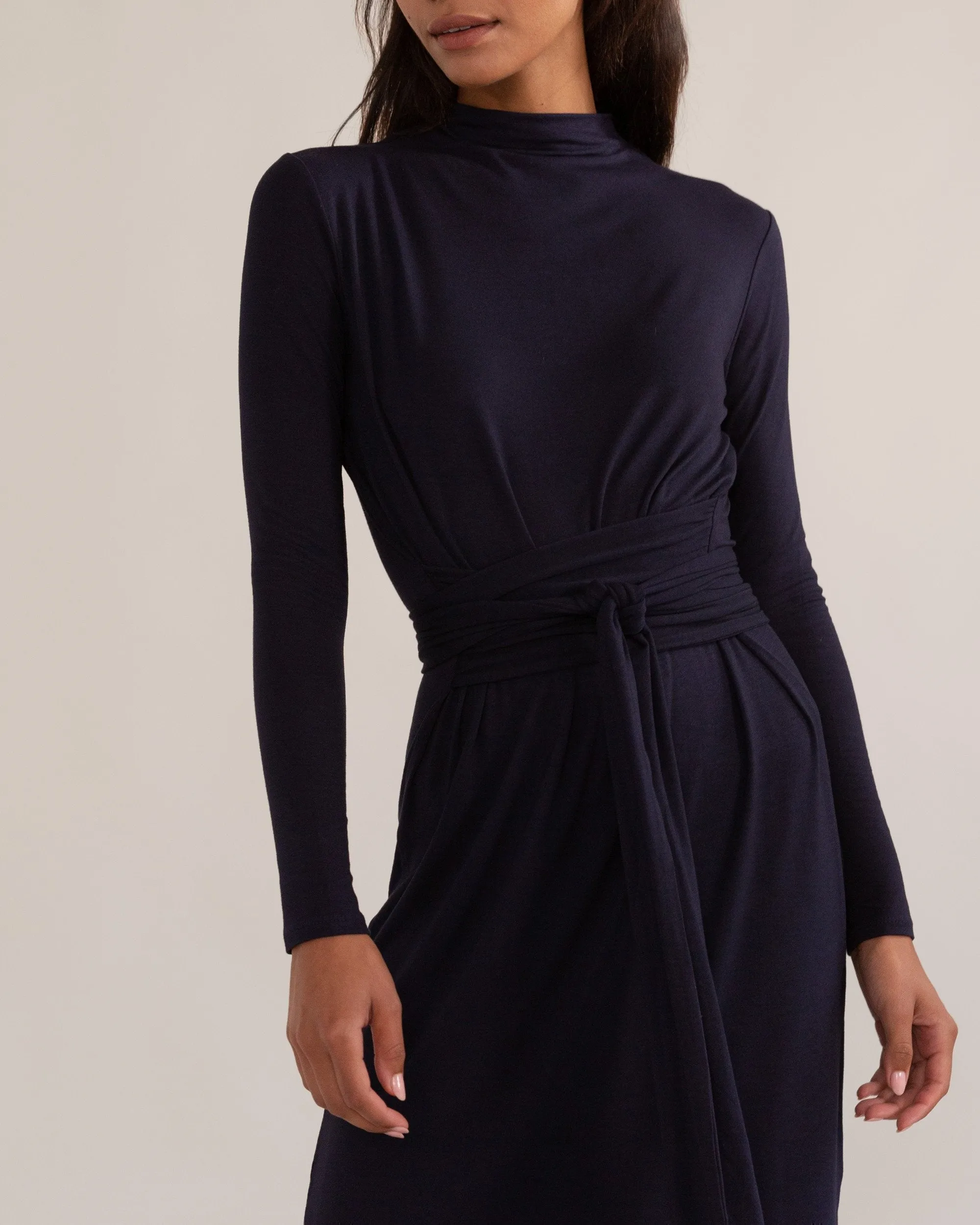 Kennedy Long-Sleeve Tie-Front Dress