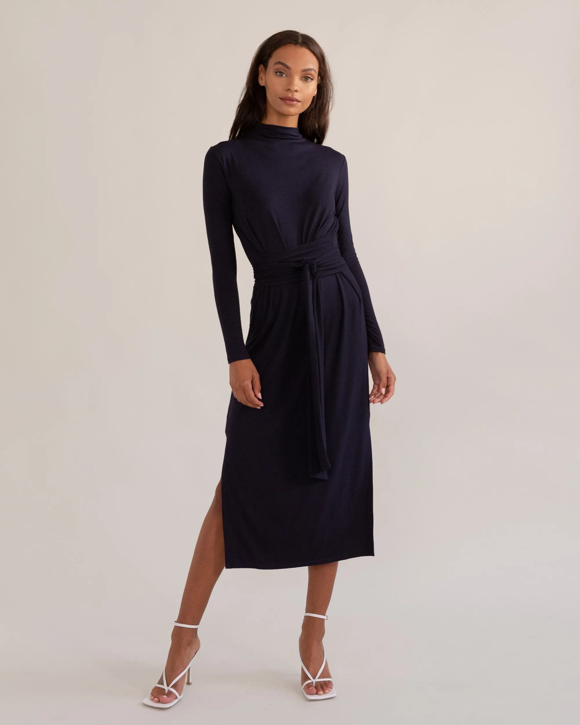 Kennedy Long-Sleeve Tie-Front Dress