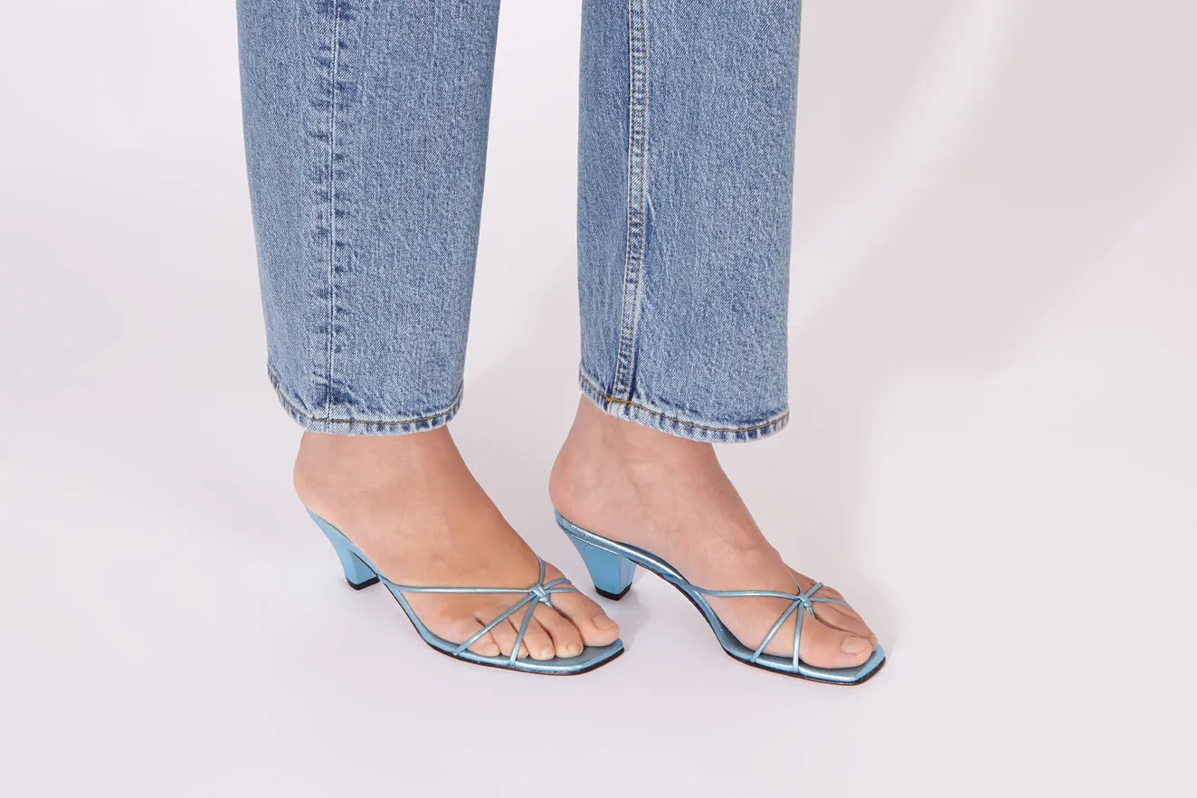 Lottie Sandals in Blue Metallic Leather