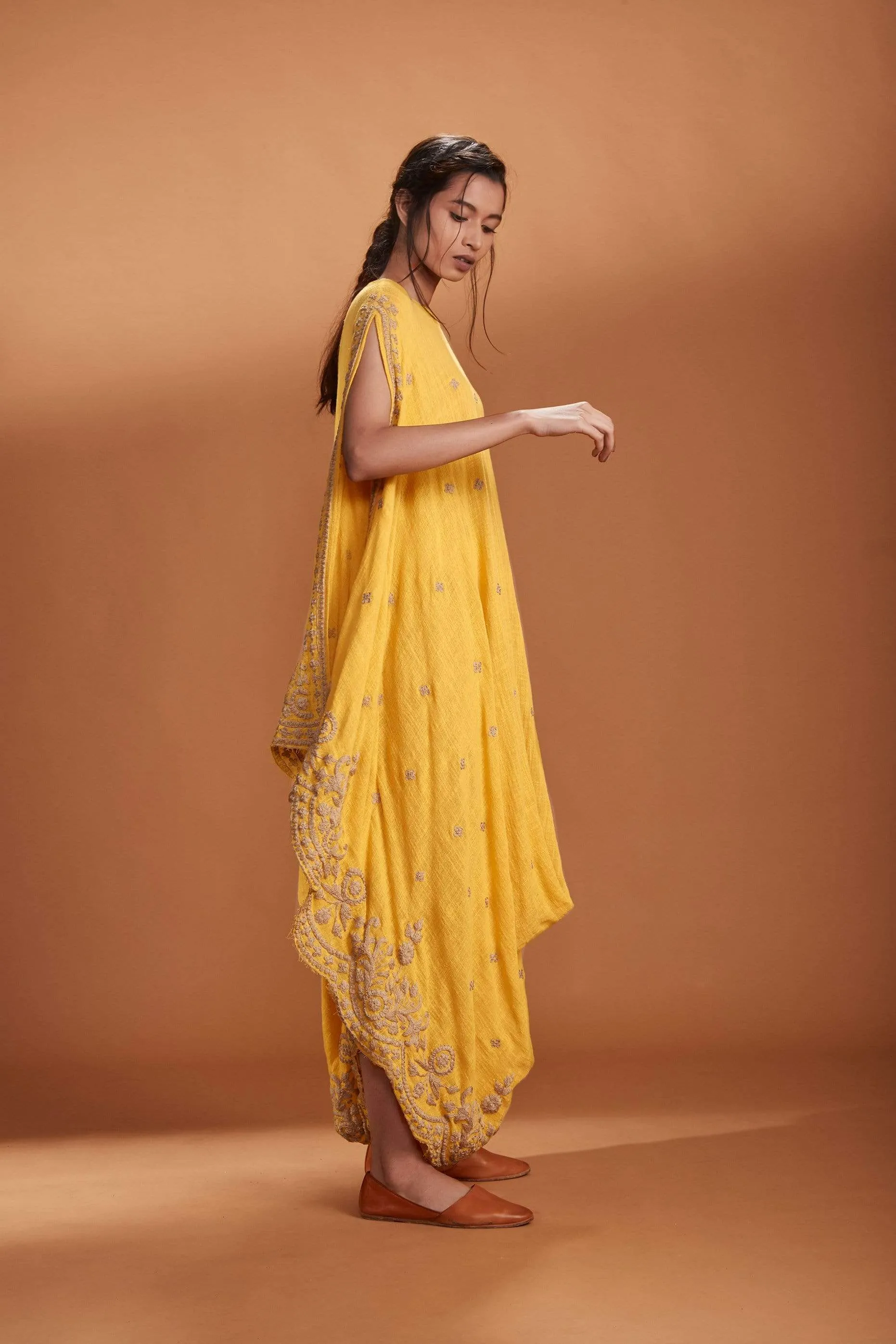 MATI  EMB COWL DRESS YELLOW