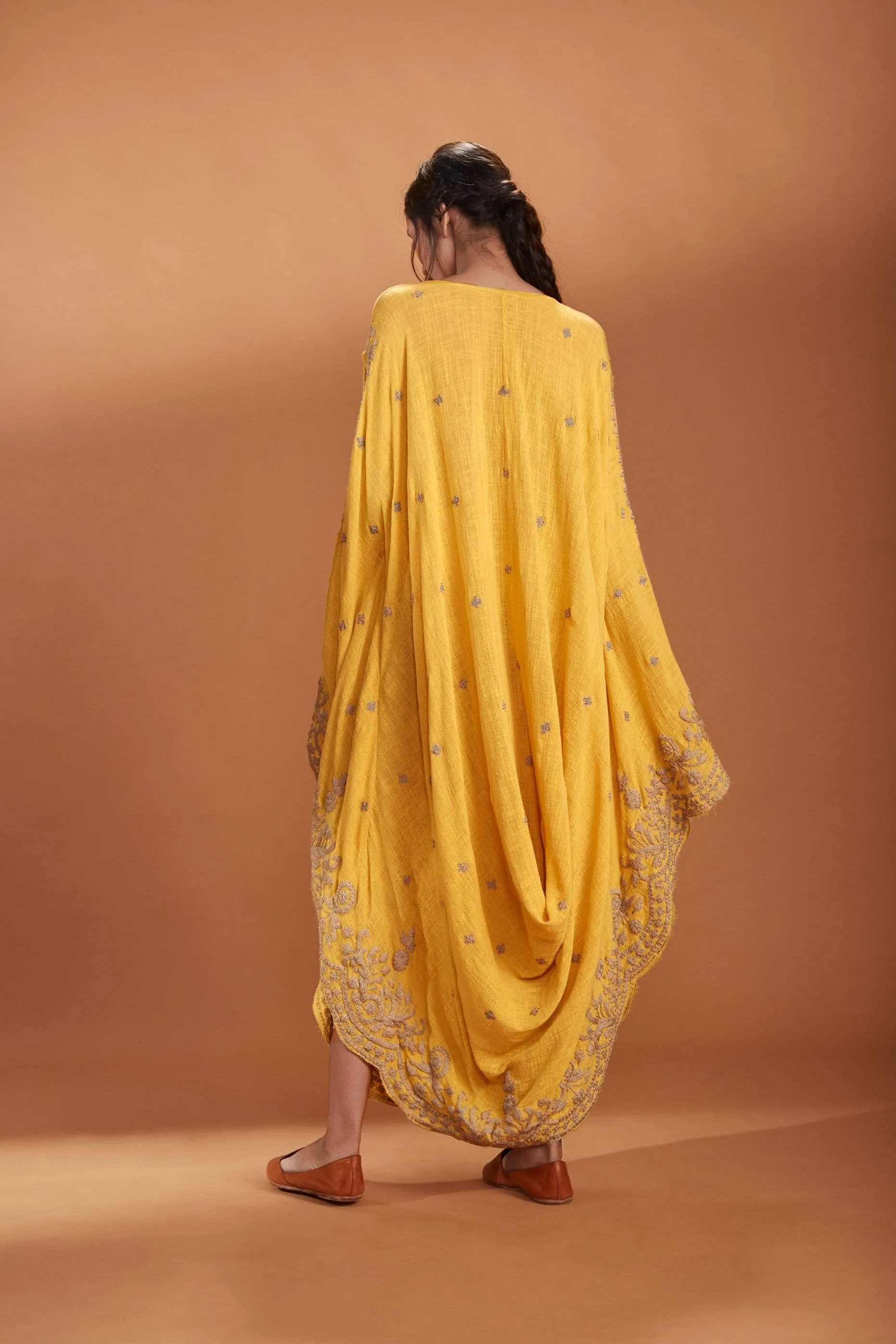 MATI  EMB COWL DRESS YELLOW