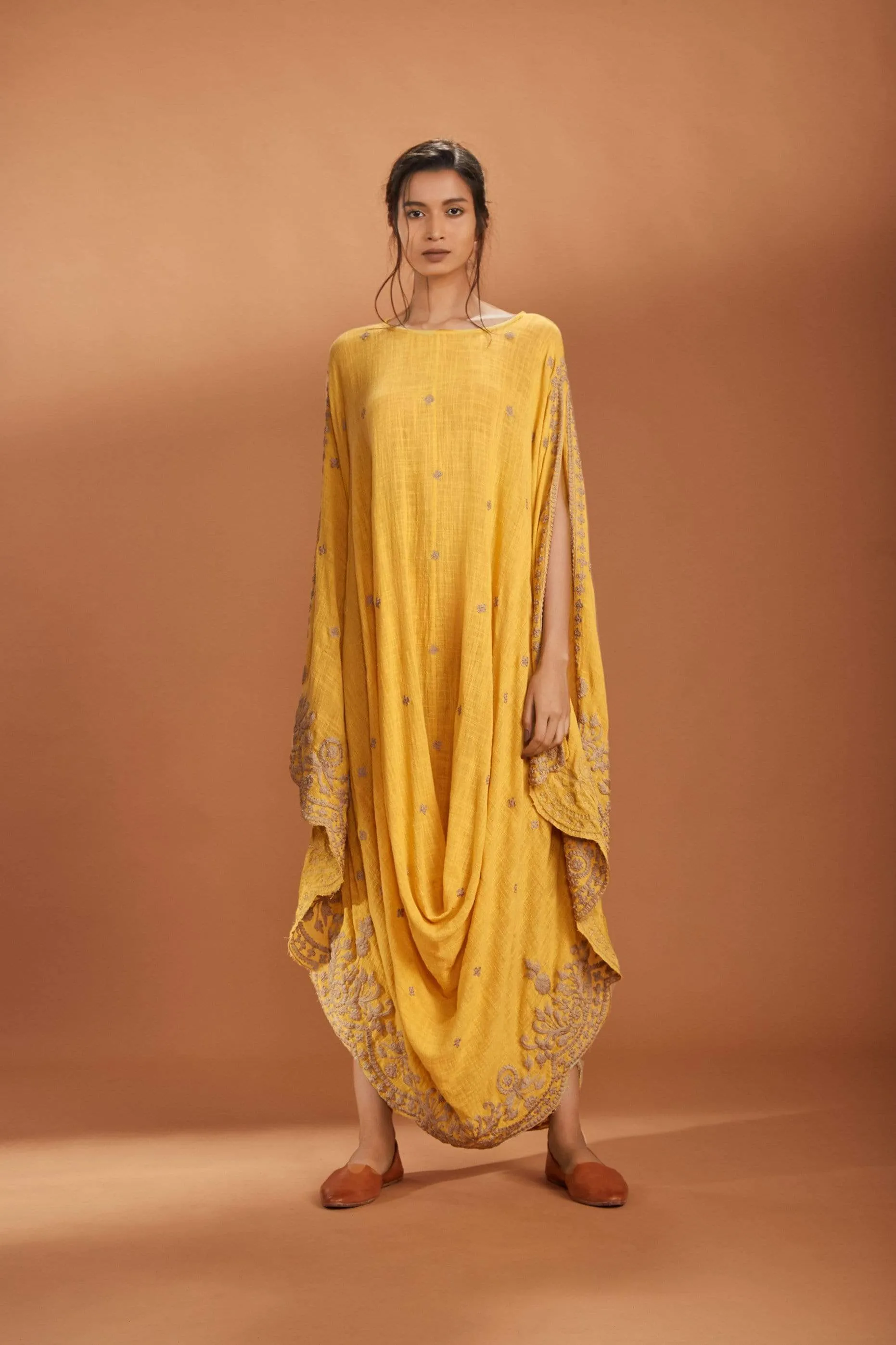 MATI  EMB COWL DRESS YELLOW