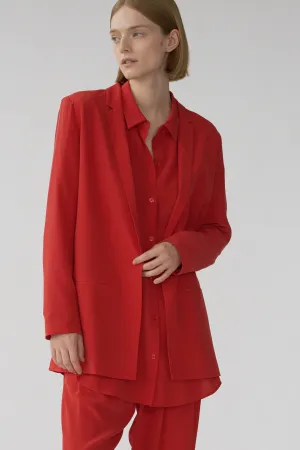 MENA BLAZER - CARDINAL RED - SANDWASH CREPE DE CHINE SILK