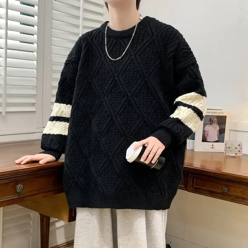 Men's Round Neck Brocade Sweater Autumn And Winter