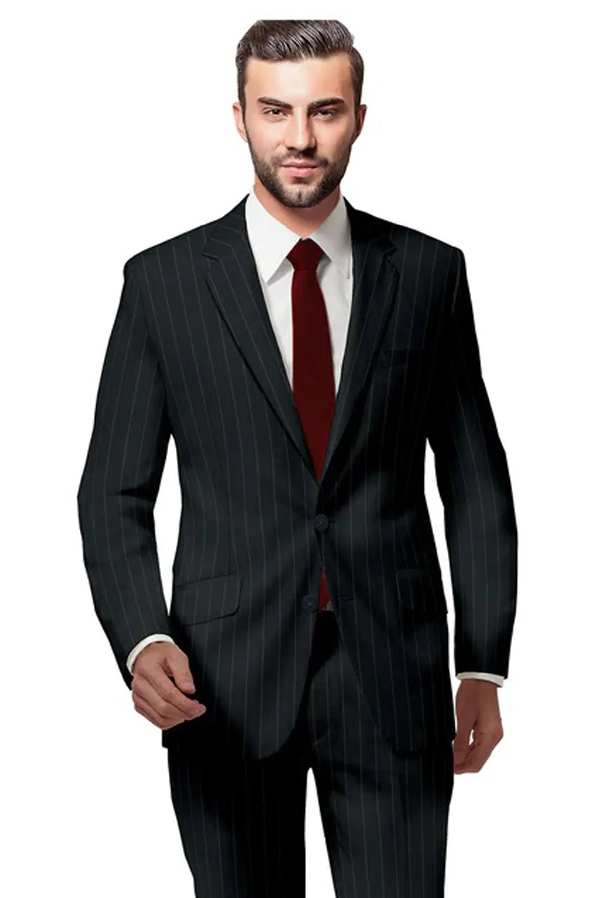 Milano Black Broad Stripe Suit – Custom Tailored for Timeless Elegance