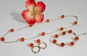 Orange Mulitple Pearls Gemstone Sets