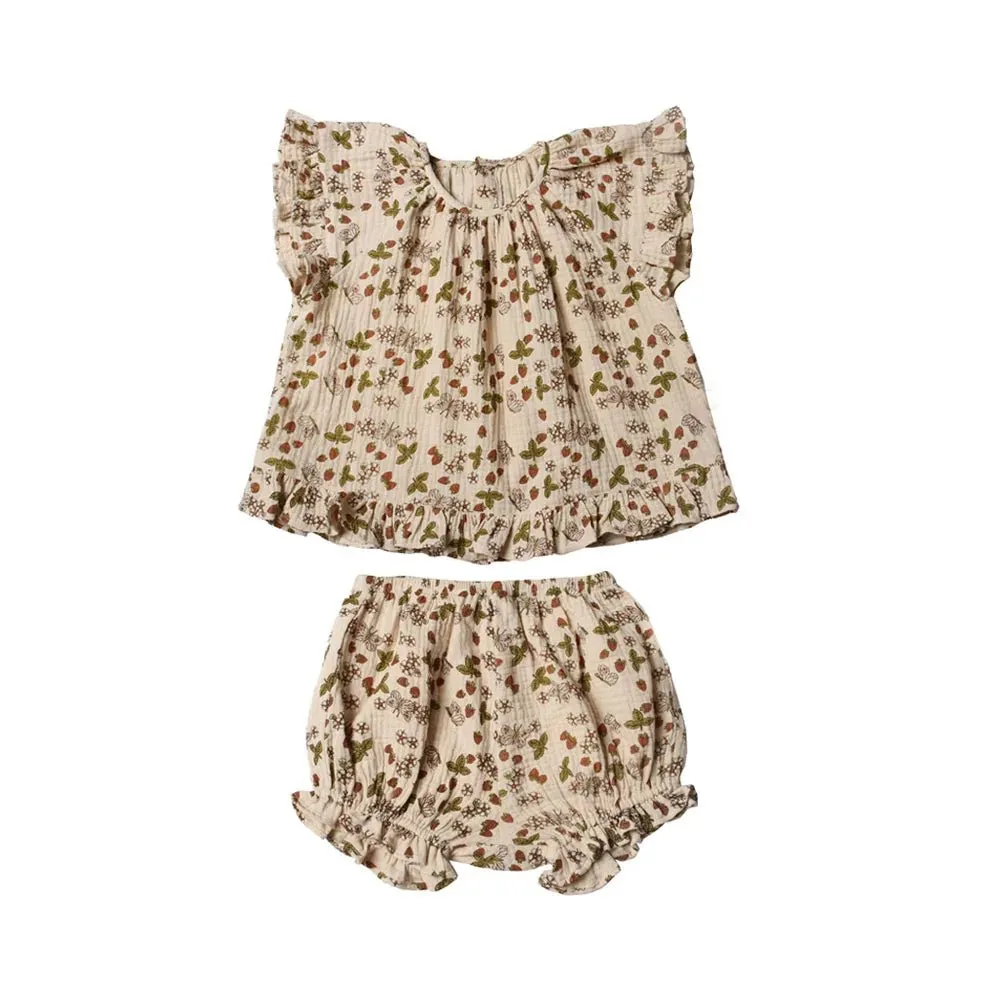 Organic Cotton Baby Girl Summer Clothes 2Pcs Floral Kids Dresses   Shorts Newborn Baby Girl Outfit