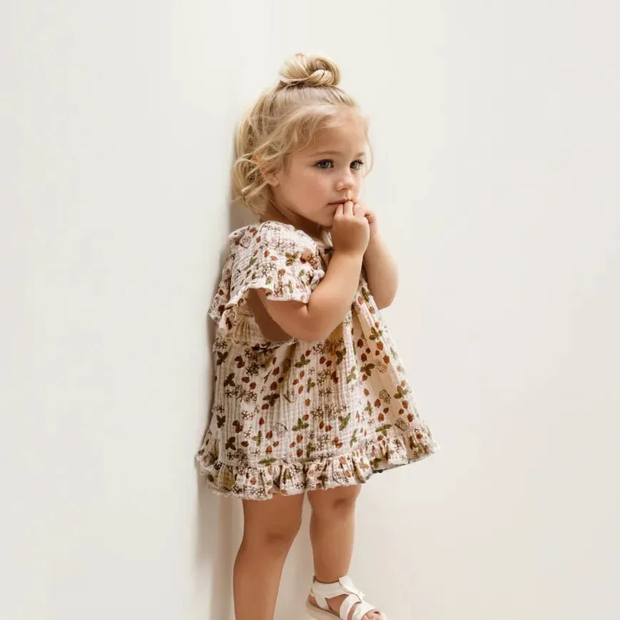 Organic Cotton Baby Girl Summer Clothes 2Pcs Floral Kids Dresses   Shorts Newborn Baby Girl Outfit