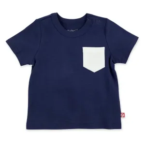 Organic Cotton Contrast Pocket Tee - True Navy