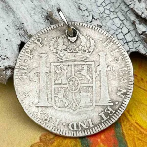 Pirate Chic Silver 4 Reale Spanish Portrait Dollar Dated 1798 - the Legendary "Piece of Eight" Pendant | Artifact #8884