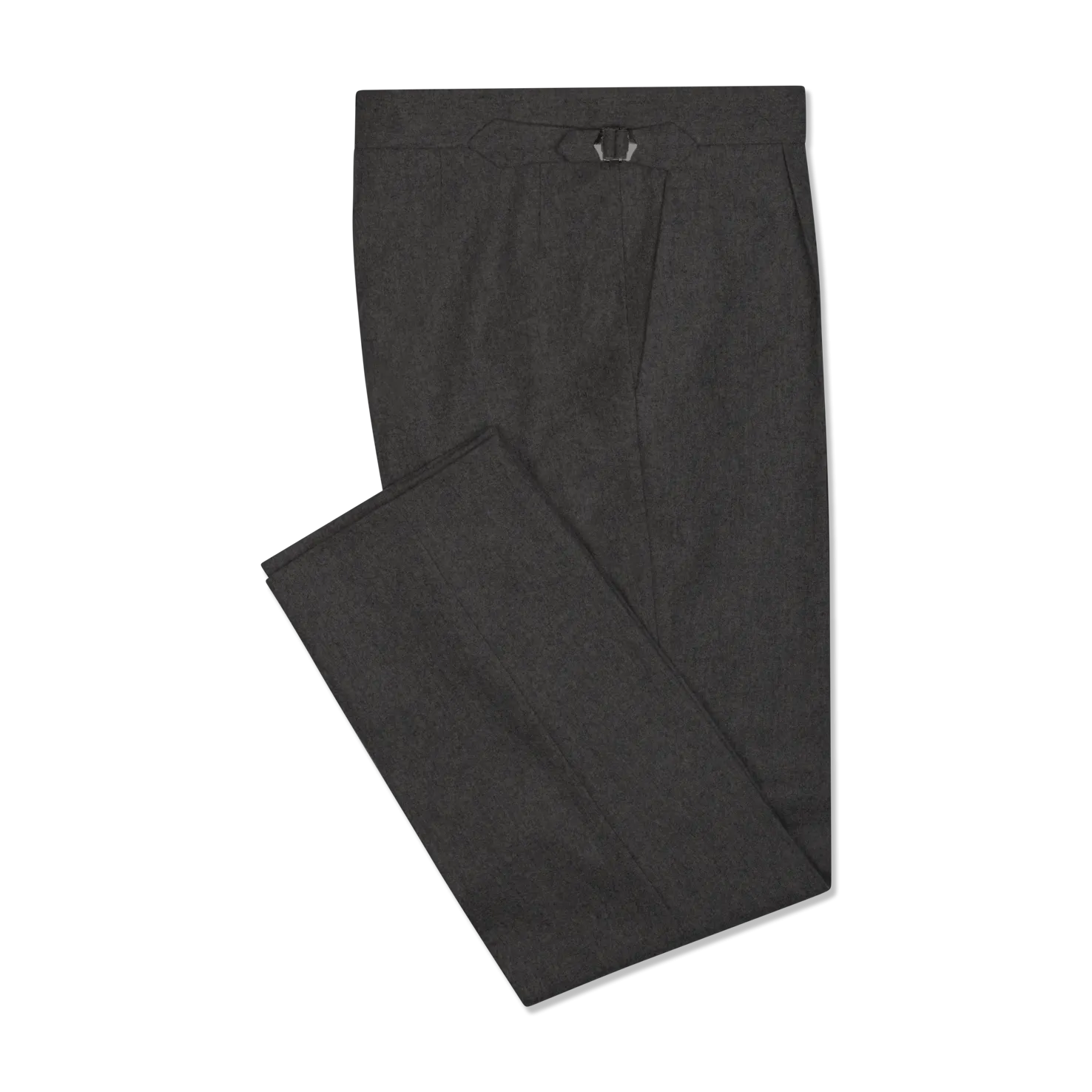 Pleat Front Trouser in Charcoal Grey Flannel