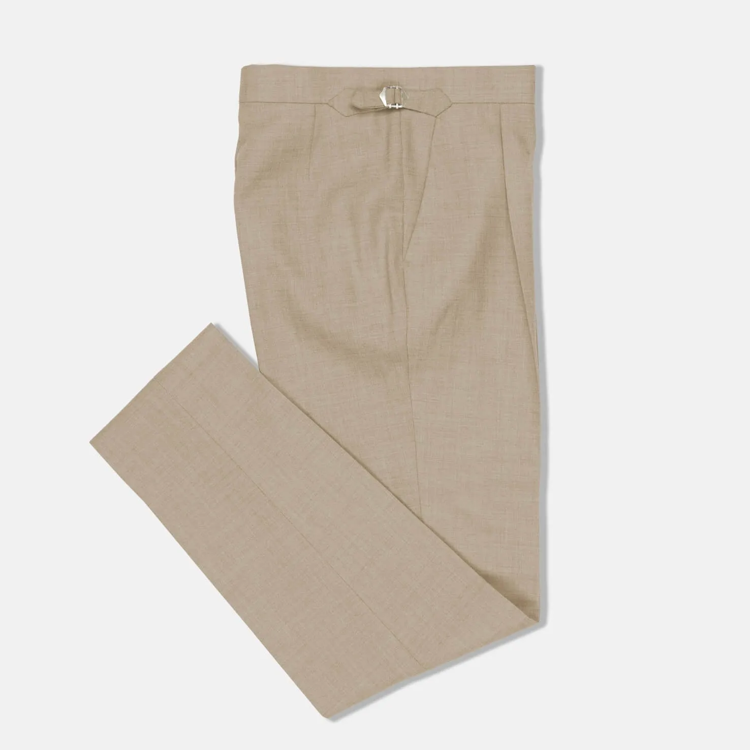 Pleat Front Trouser in Oatmeal High Twist Wool