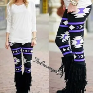 Purple and Black Aztec Print Leggings