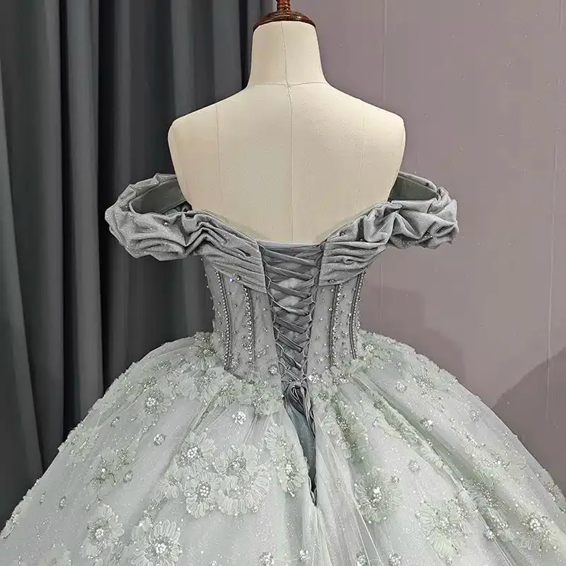 Quinceanera Dress Elegant Grey Quinceanera Dresses Sweetheart Sleeveless Ball Gown Party Dresses