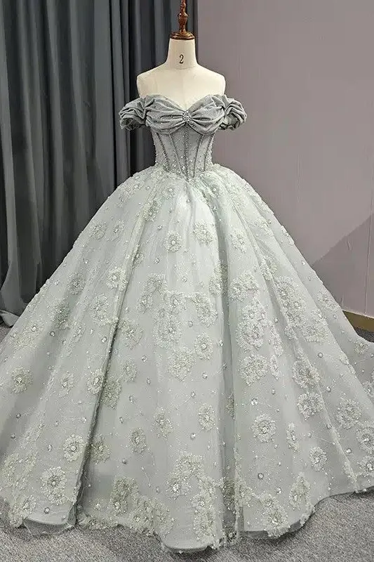 Quinceanera Dress Elegant Grey Quinceanera Dresses Sweetheart Sleeveless Ball Gown Party Dresses