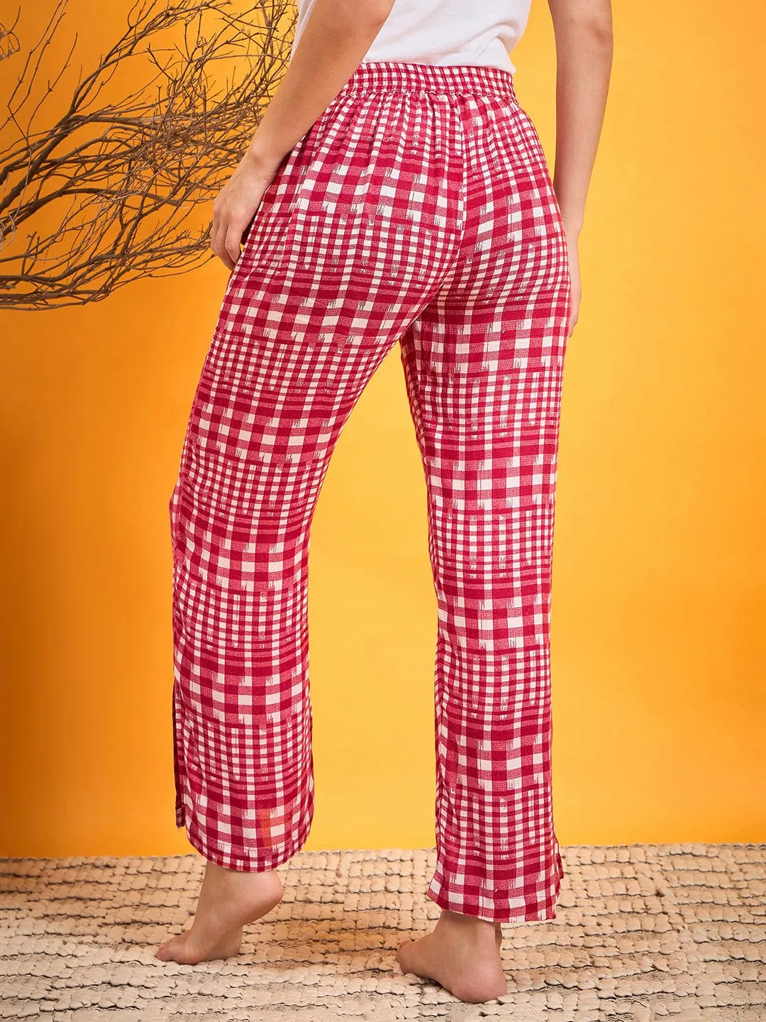 Red And White Checked Lounge Pants