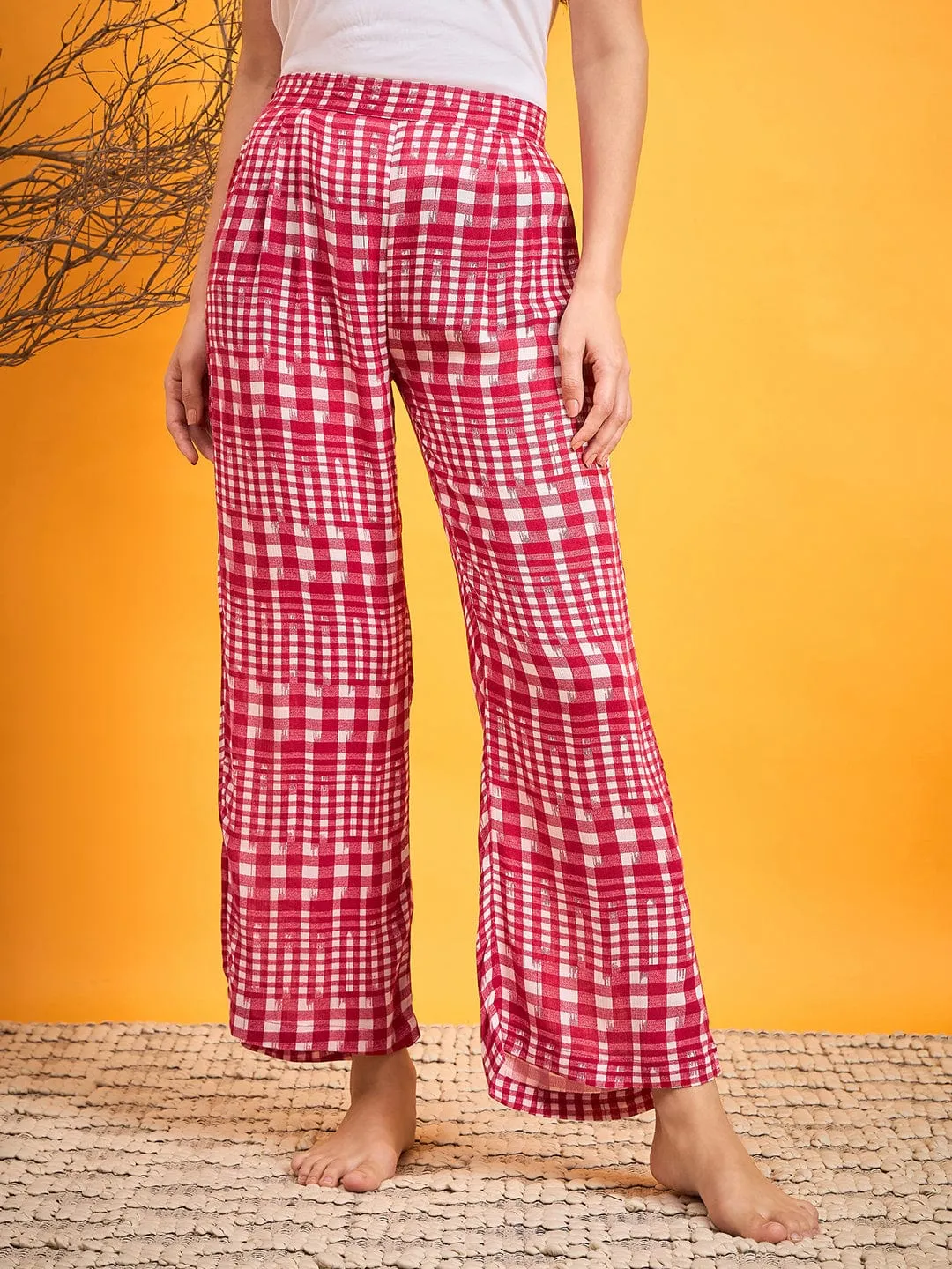 Red And White Checked Lounge Pants