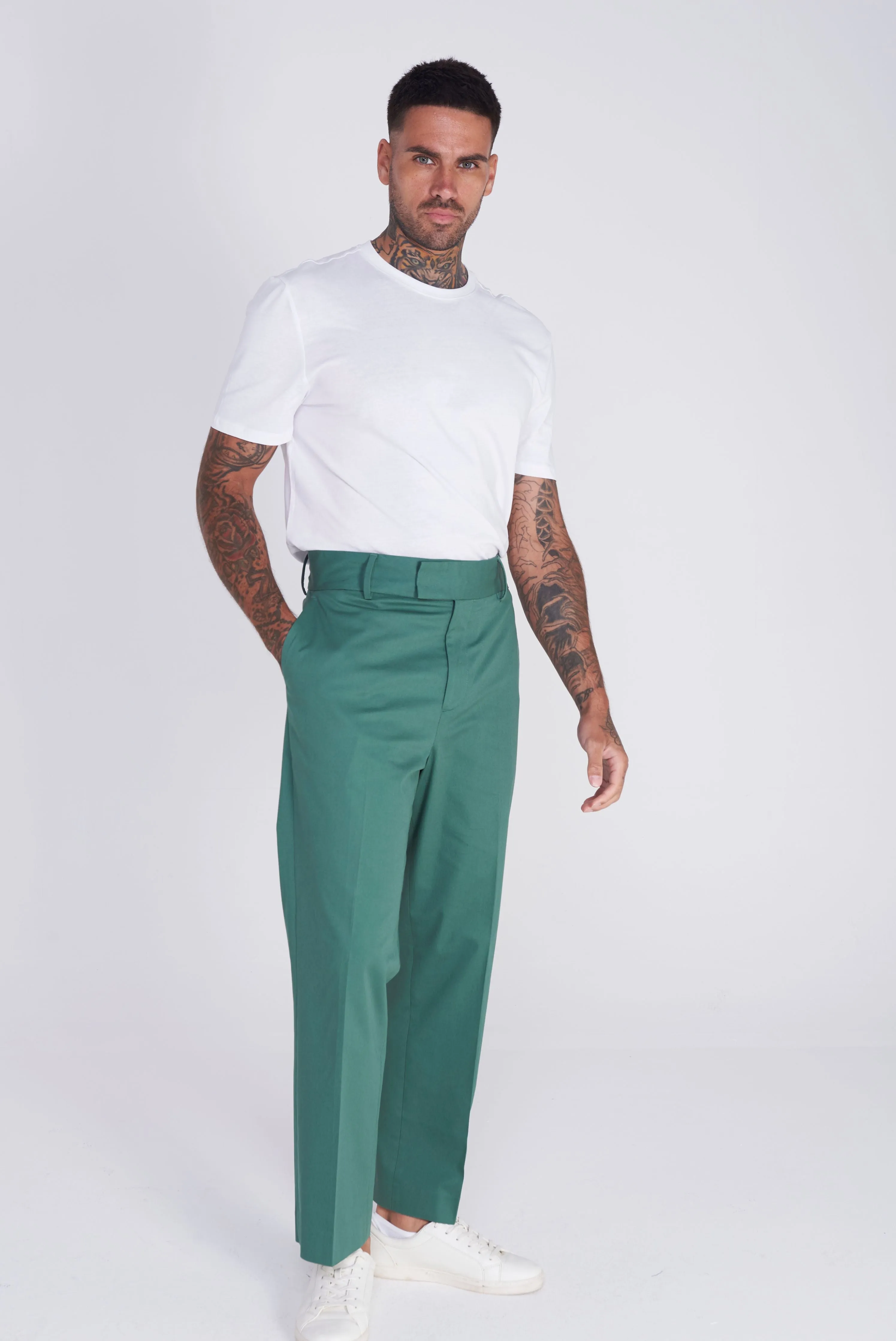 Ronda Cotton Trouser in Green