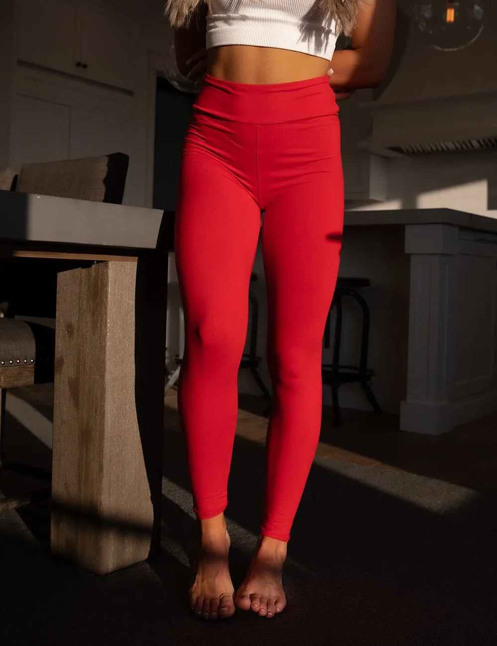 SA Exclusive Red Solid Leggings