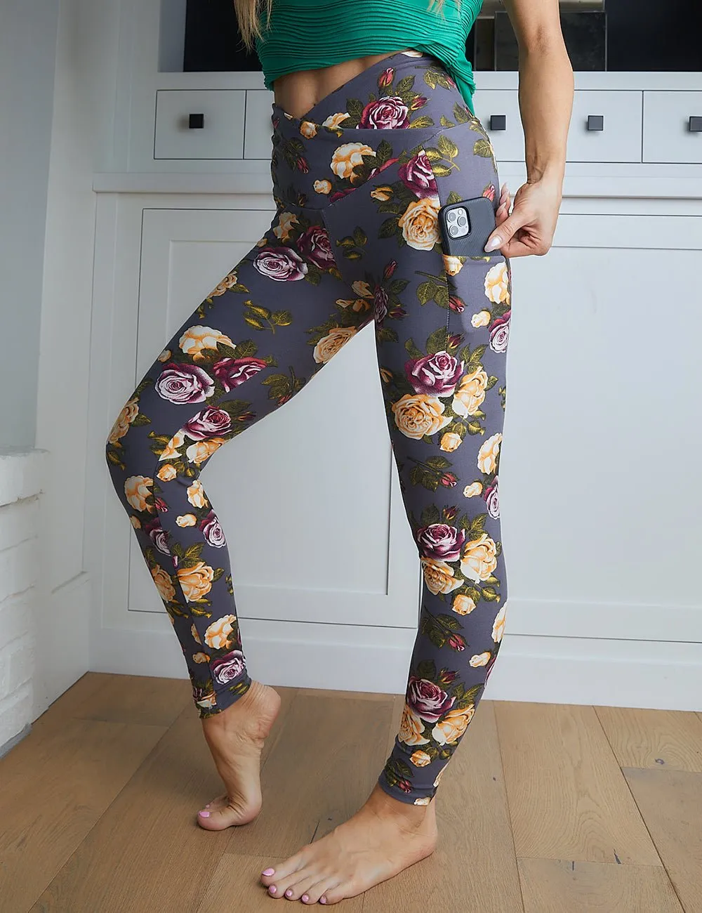 SA Floral Fling Cross Waistband Pocket Leggings