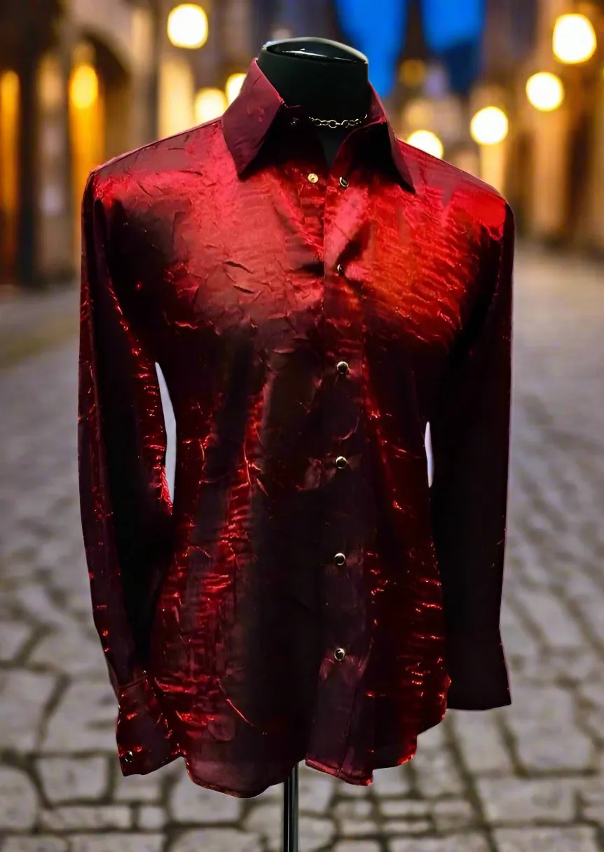 SHIMMER SHIRT - DARK RED