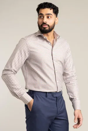 Slimline Brown Check Dress Shirt