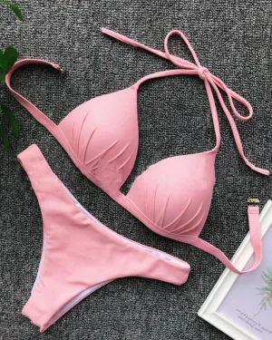 Solid Strap Bra With Panties Sexy Sets Bikini Sets