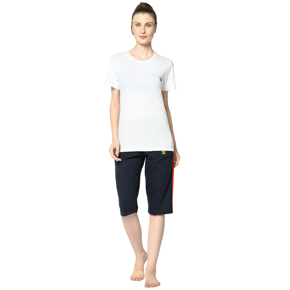 Vimal Jonney Blue 3/4th Capri For Women's