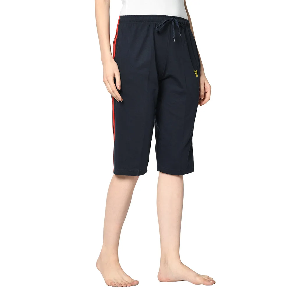 Vimal Jonney Blue 3/4th Capri For Women's