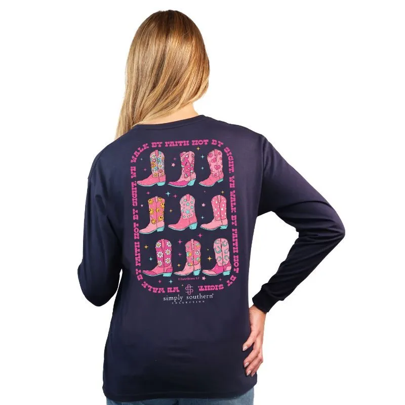 'Walk By Faith' Boots Long Sleeve Tee by Simply Southern