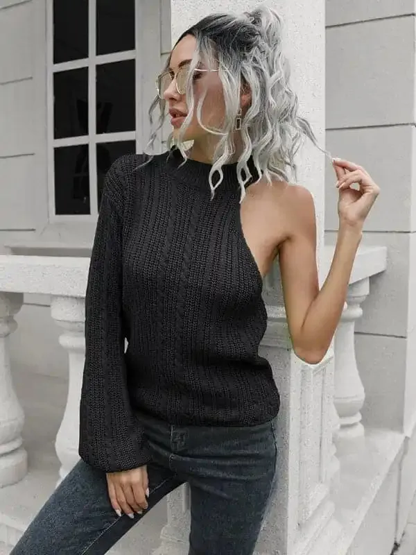 Women’s One Shoulder Off Shoulder Sweater