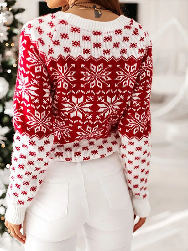 Women's pullover Christmas knitted long sleeve sweater