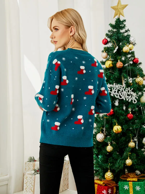 Women's pullover Christmas knitted long sleeve sweater