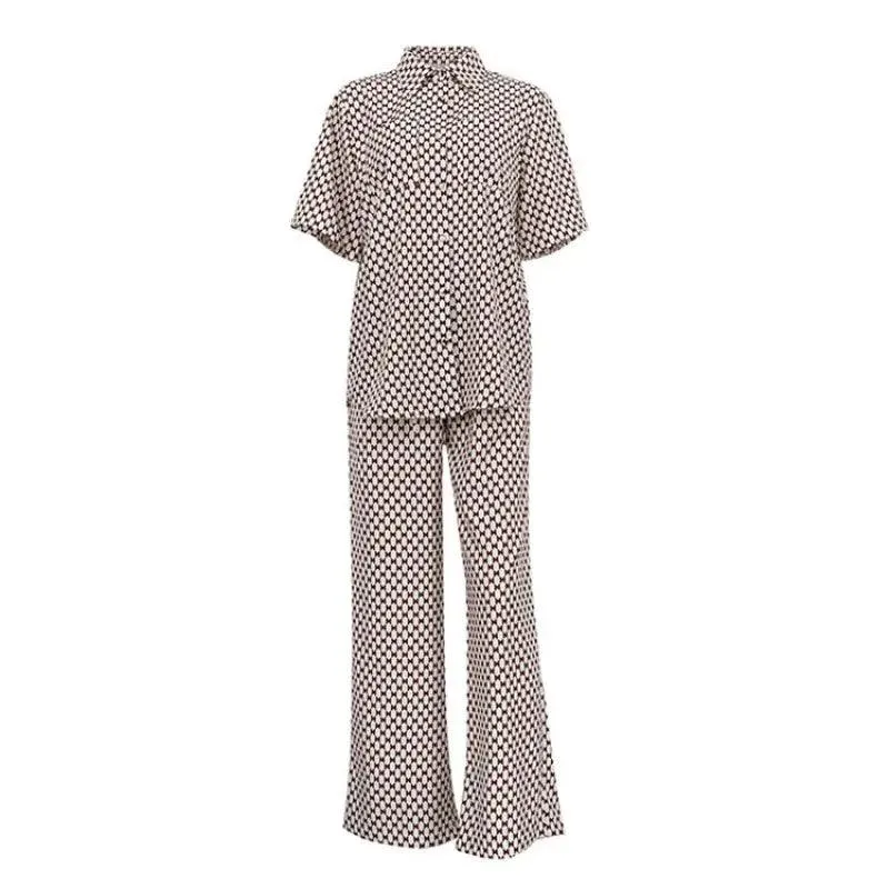 Women’s Summer Printed Short-sleeved Shirt And Trousers Suit